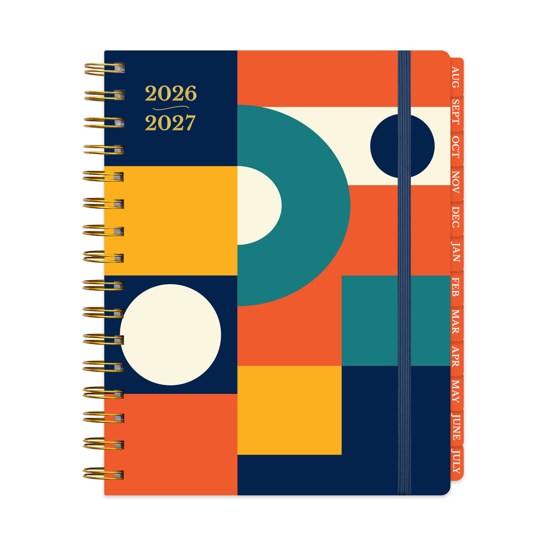 Colorful geometric design notebook with 2026-2027 dates on a white background #color_modern-mosaic