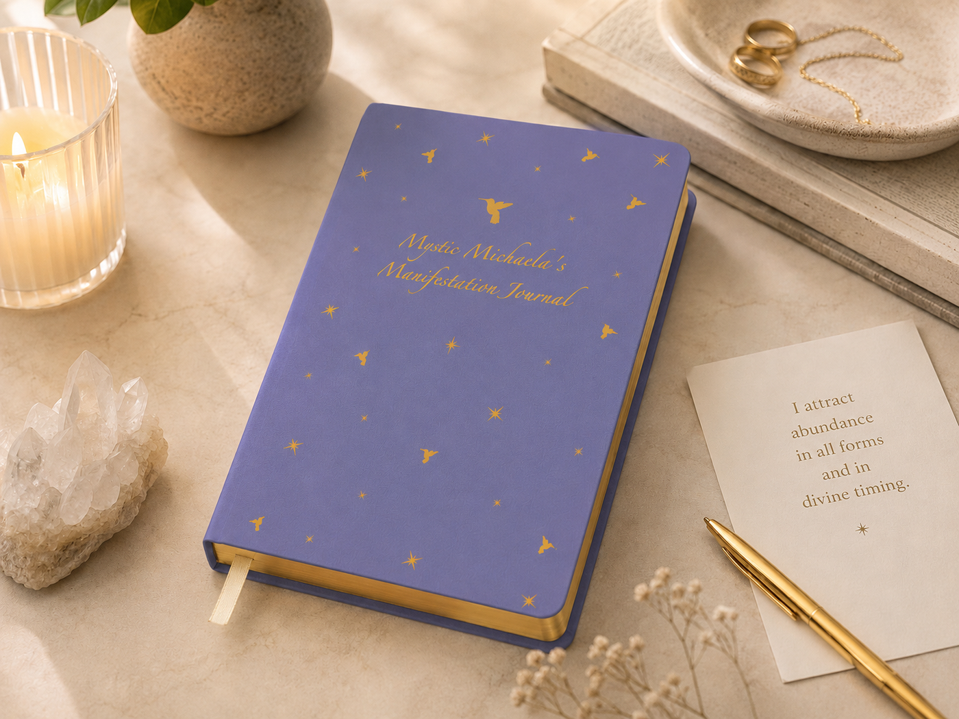 Close up of the manifestation journal cover