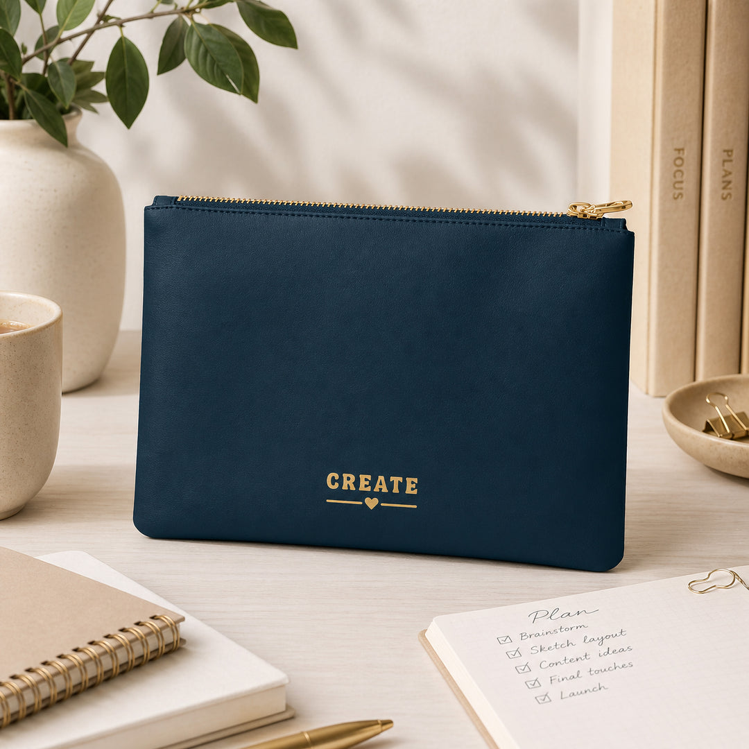 Navy pouch with &