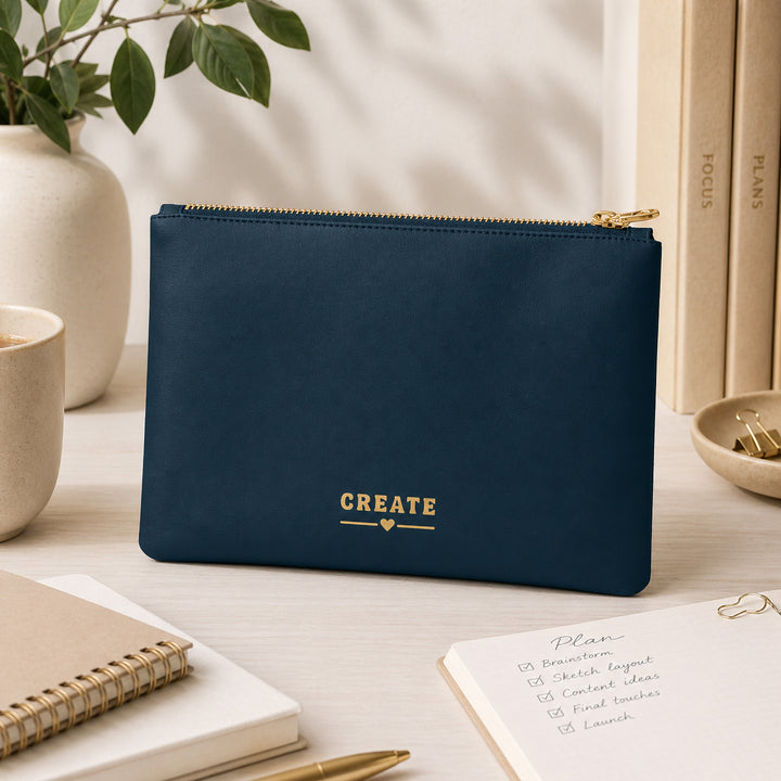Navy pouch with &
