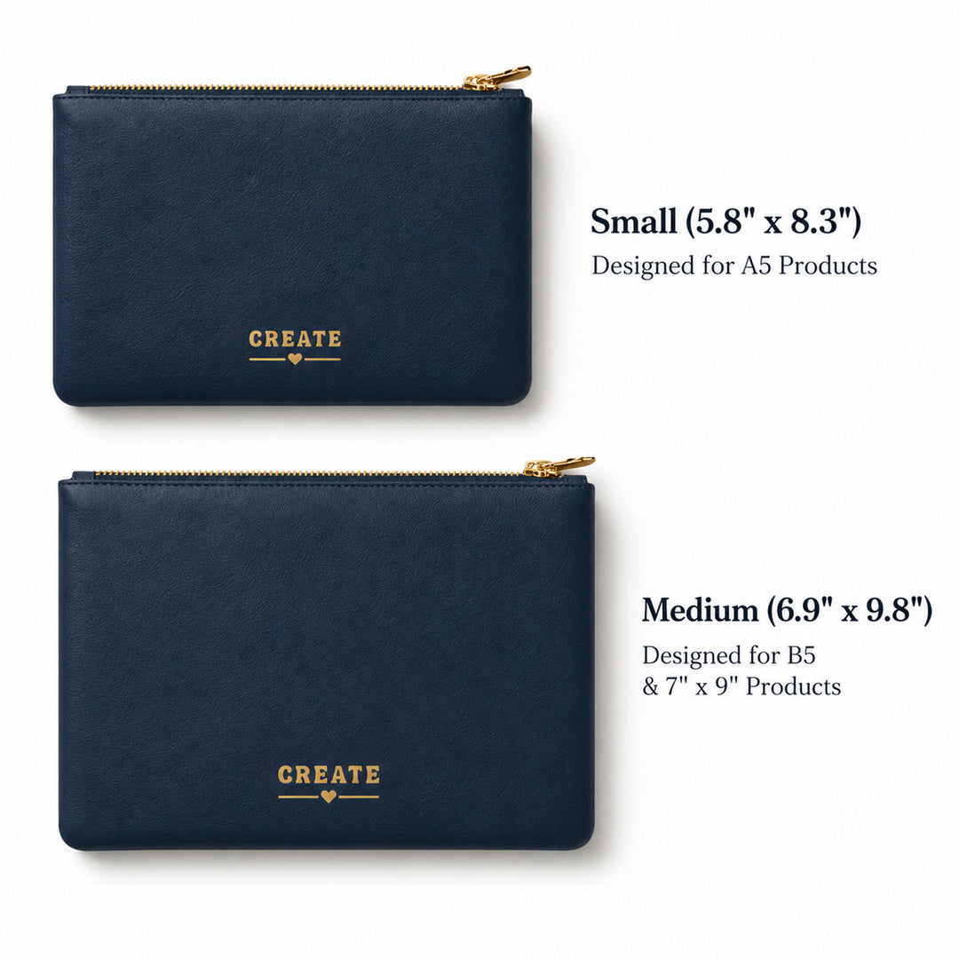 Two navy blue pouches with &