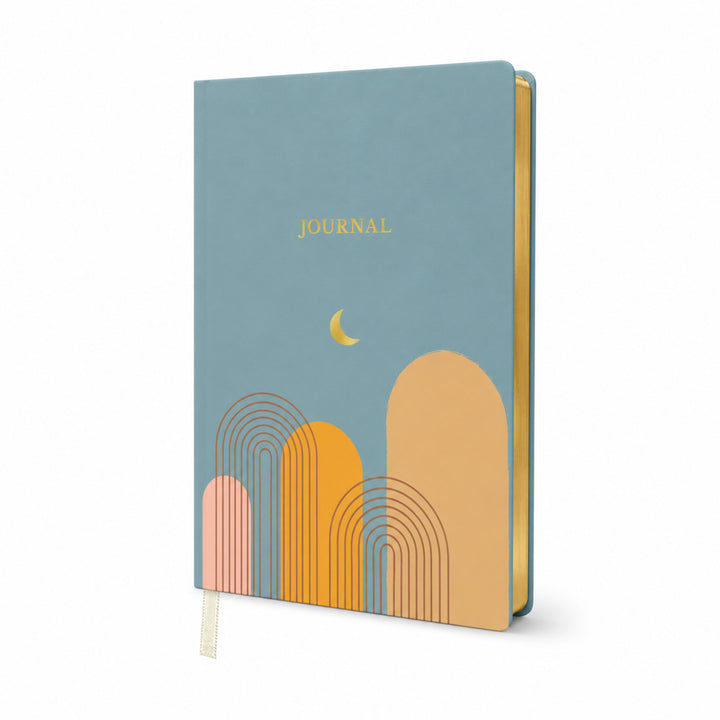Journal with colorful design on a white background 