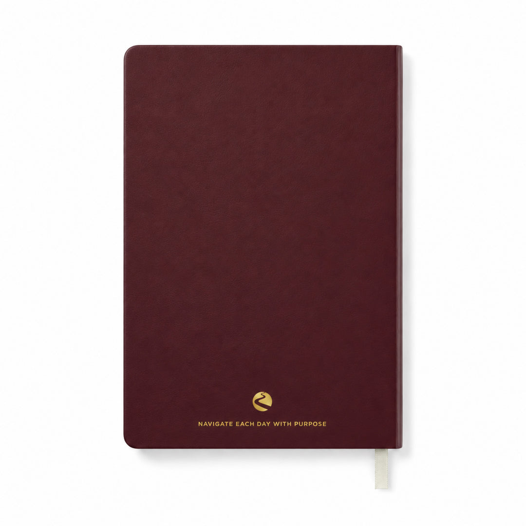 Maroon Journal with gold text on a white background 