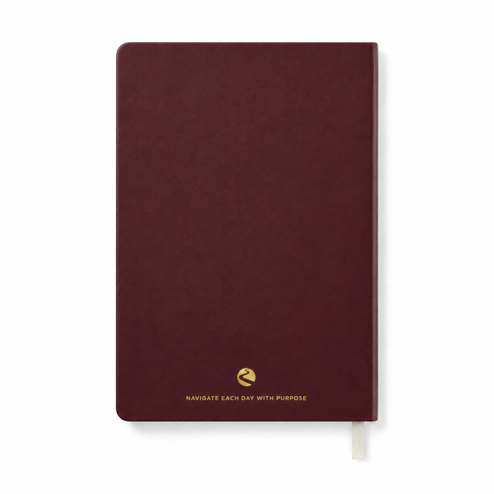 Maroon Journal with gold text on a white background 