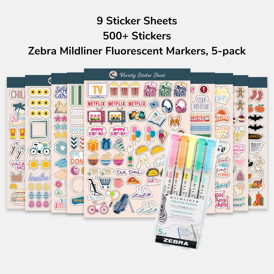 Variety Sticker Sheets & Markers Bundle Pack