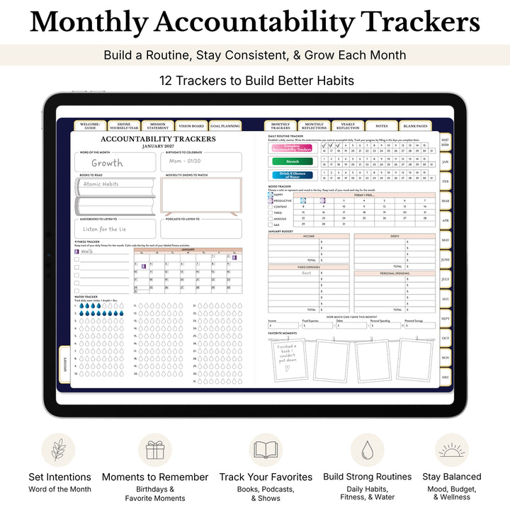 Inside look at the accountability trackers in the 2027 digital planner 