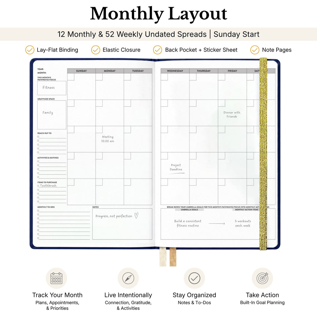 12-Month Undated Monthly &amp; Weekly Softbound Planner