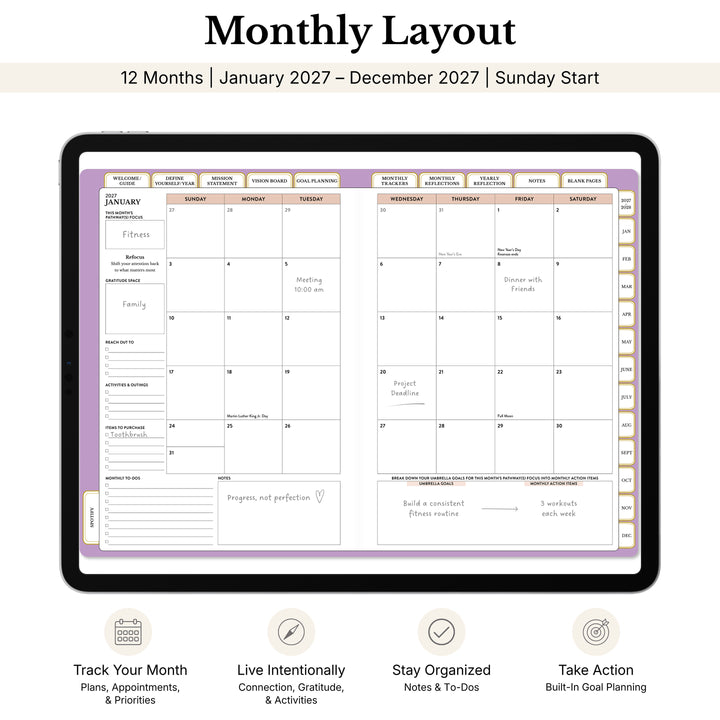 Inside look at the digital 2027 monthly layout 