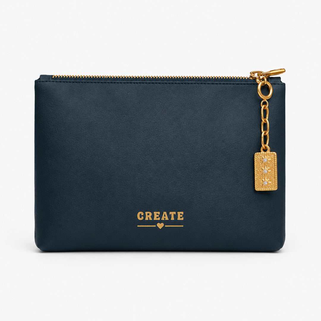 Navy pouch with gold &