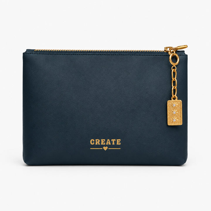 Navy pouch with gold &