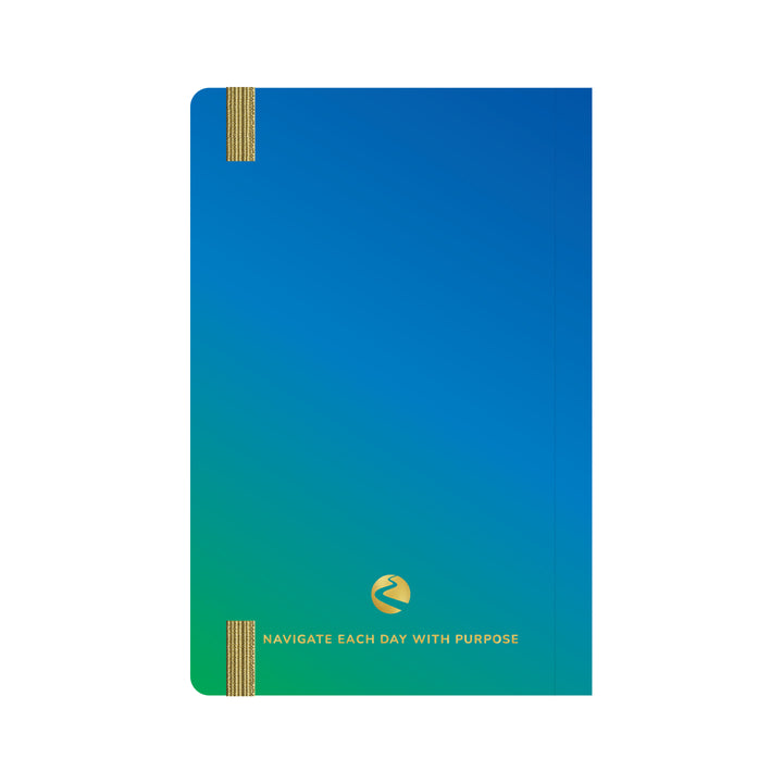 Blue and green notebook with a gradient effect and text on a white background #color_sea-glass