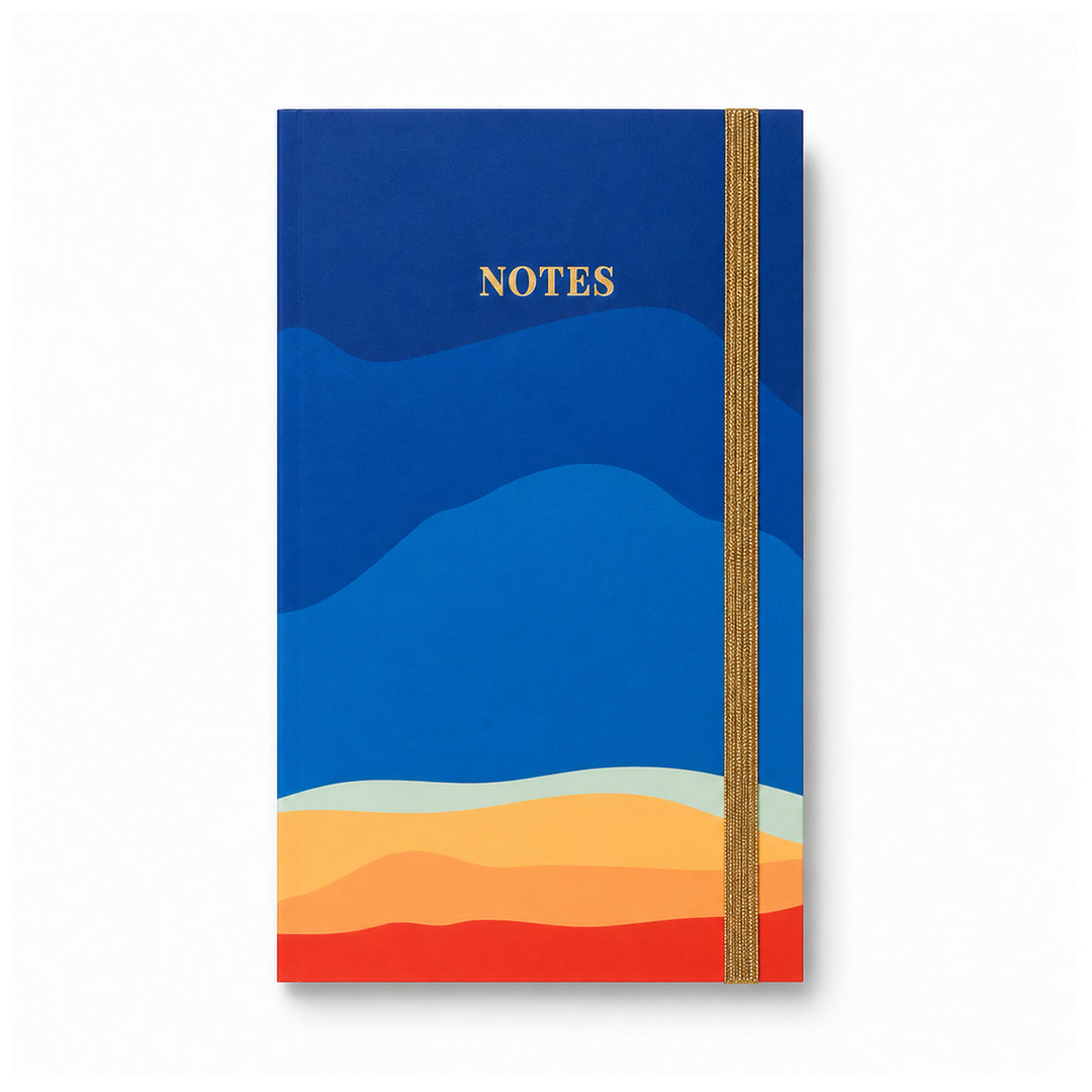 Notebook with colorful landscape design on a white background #color_solid