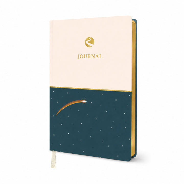 Journal with starry night design on a white background 