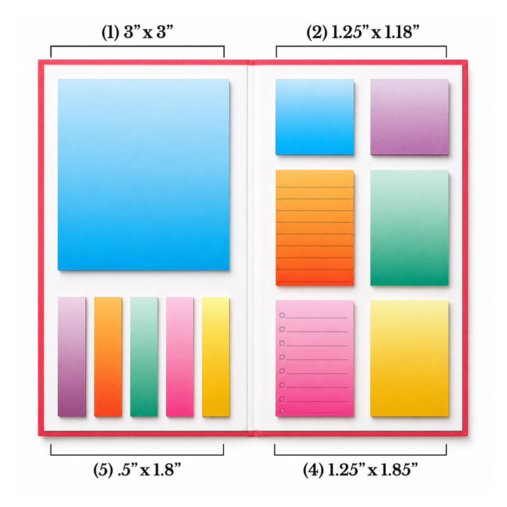 Gradient notebook with pink to orange colors and &