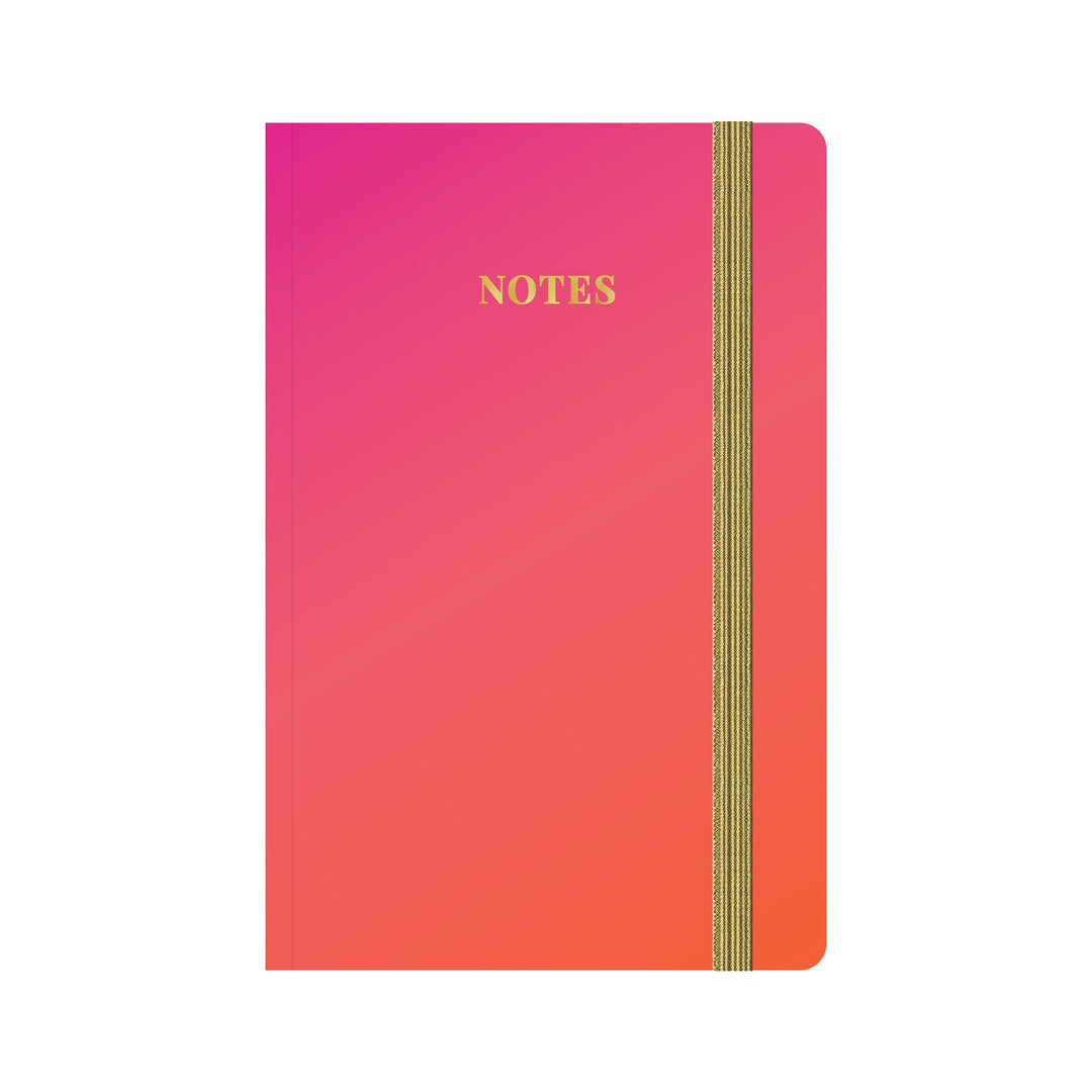 Gradient notebook with pink to orange colors and 'NOTES' text on a white background  #color_sunset-blush