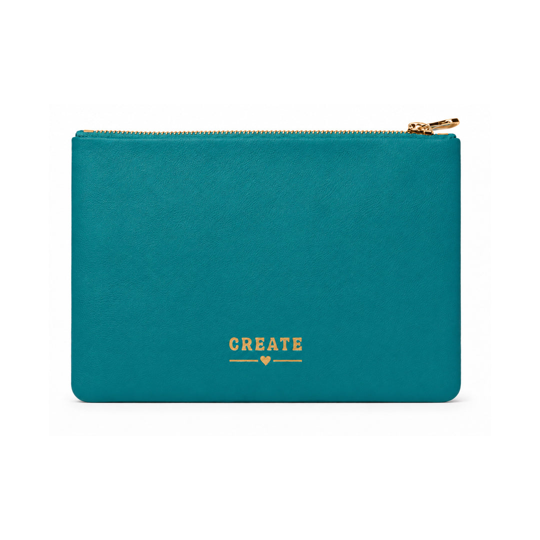 Teal pouch with &