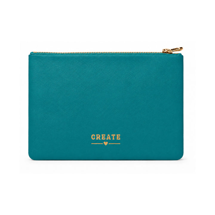 Teal pouch with &