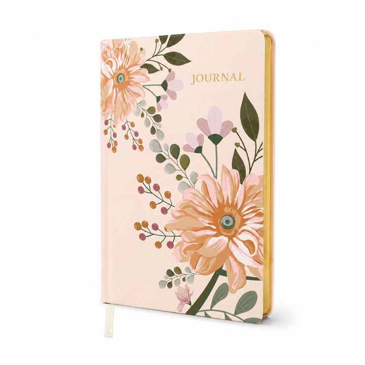 Floral journal with a beige cover on a white background 