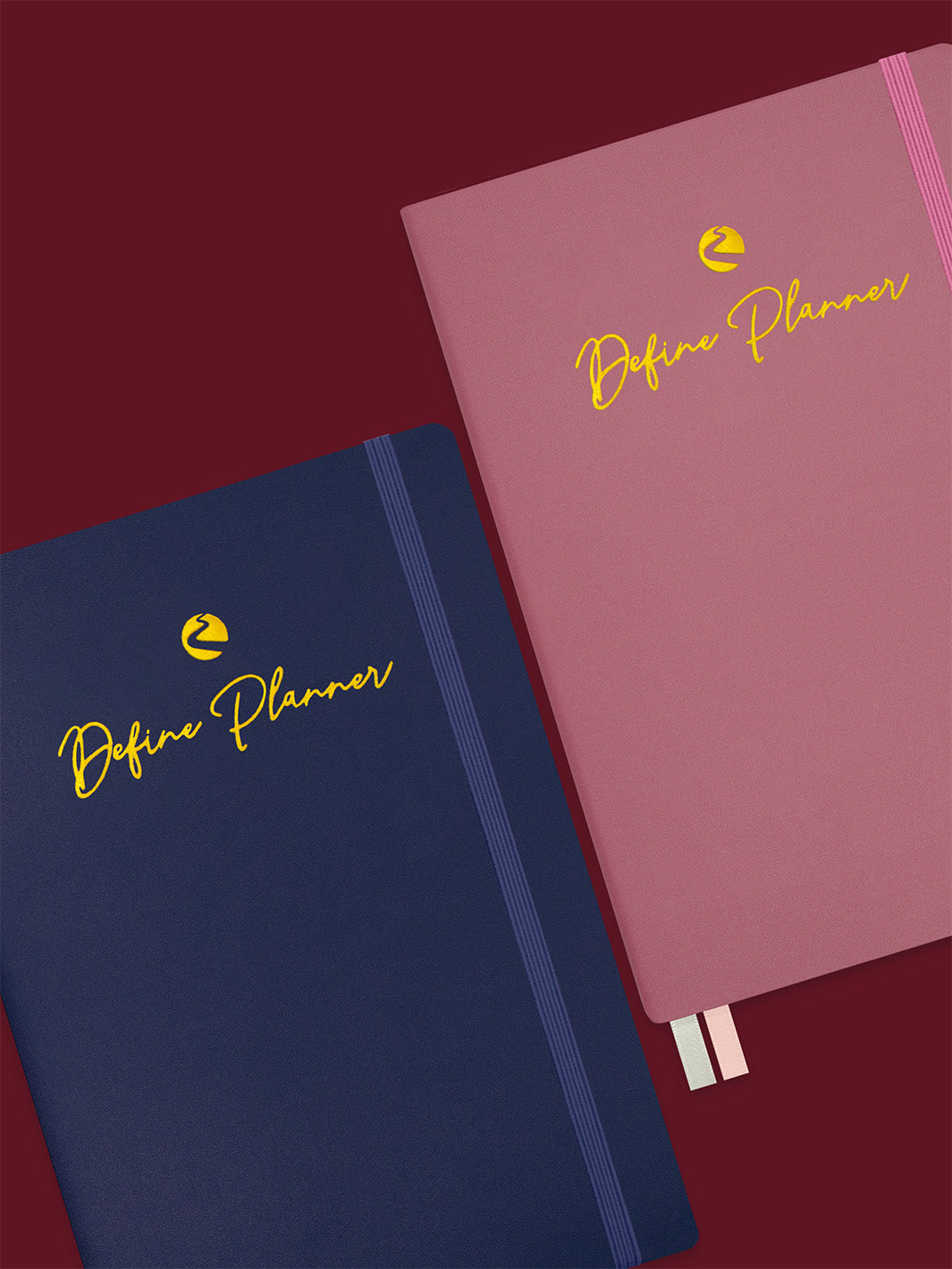 Picture of Define's Undated Planners. These are the balanced blue and dusty rose.