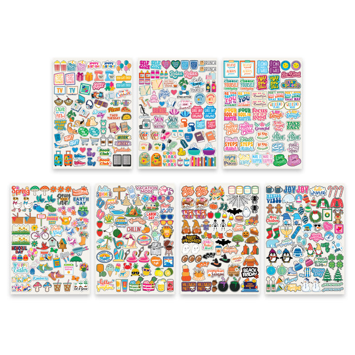 Collection of colorful stickers on a white background