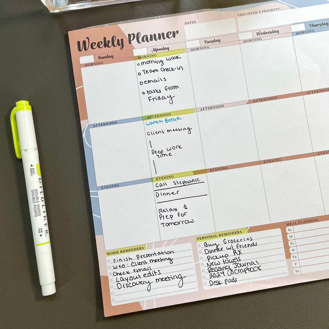 Undated Weekly Desk Planner