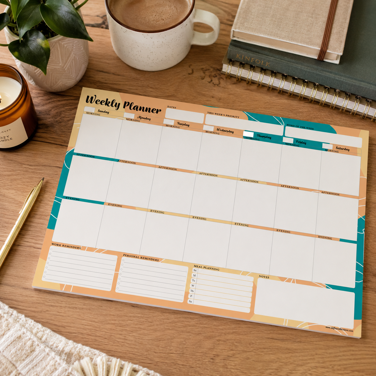 Undated Weekly Desk Planner layout