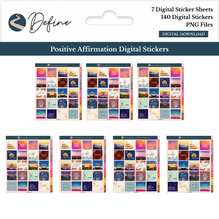 Positive Affirmation Digital Sticker Book