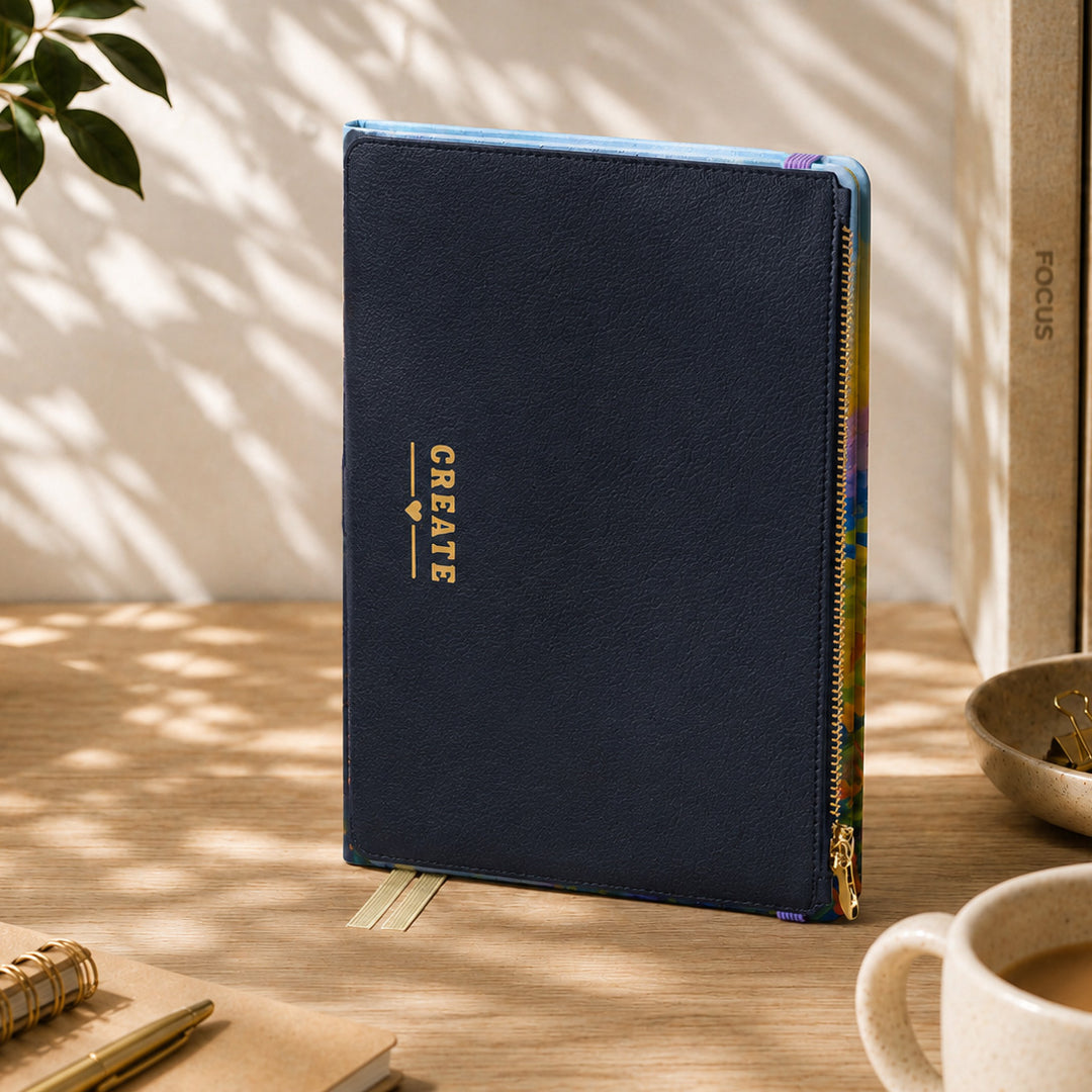 Planny pouch wrapped around planner on desk 