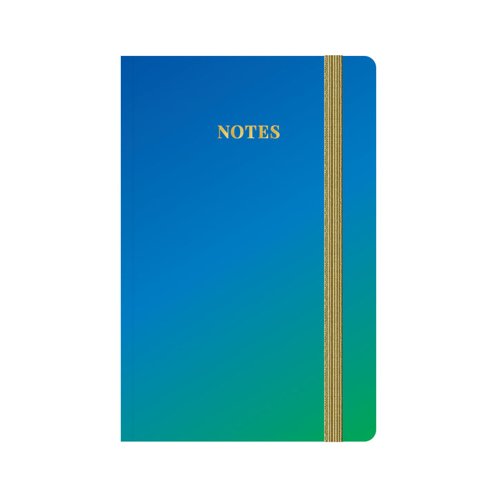 Blue and green gradient notebook with 'NOTES' text on a white background #color_sea-glass