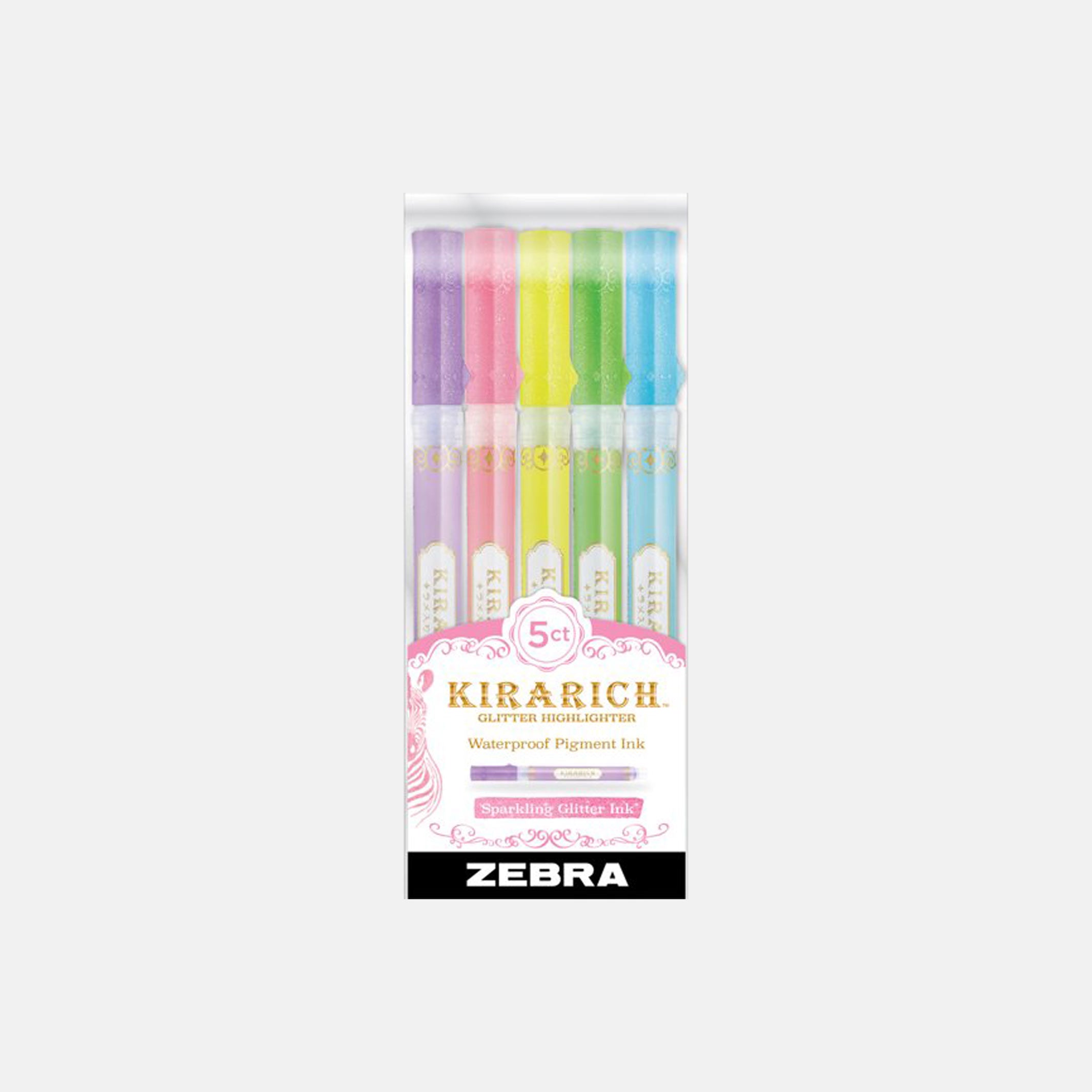 Zebra Kirarich Glitter Highlighters, 5-pack