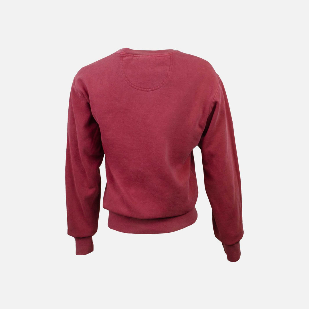 Back of the rouge embroidered crewneck sweatshirt. #color_rouge