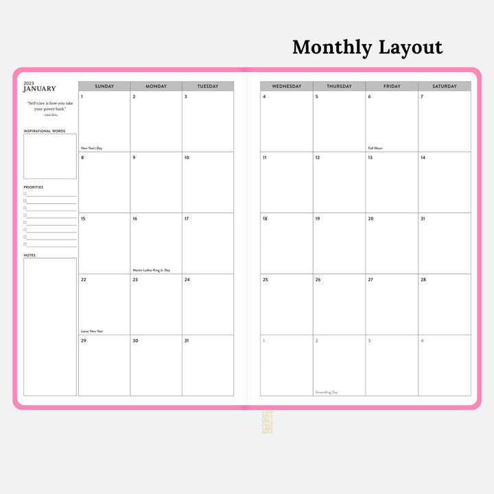 Monthly Layout of Self Care Planner