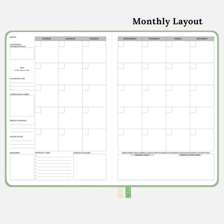 Green Monthly and Weekly Calendar Planner Pages - Printable